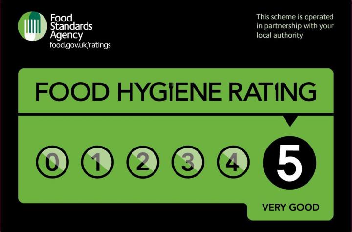 Food Hygiene Rating - sticker - 5 rating Food Hygiene Rating sticker with a five rating